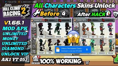 Hill Climb Racing 2 New V1.66.1 All Characters Unlock Permanently Script Link in MediaFire 💀