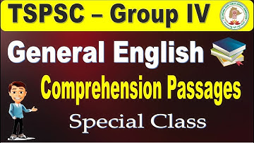 Comprehension passages General English special class for all Group 4  Aspirants by SRINIVASMech