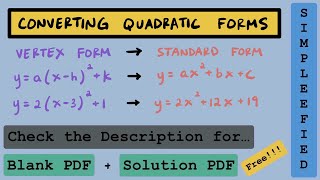 Quadratic Equations: Converting Vertex Form to Standard Form [16 Practice Problems]