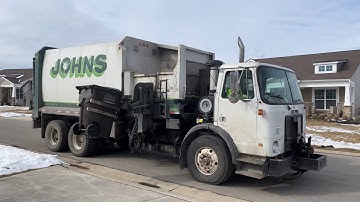 Johns Disposal Autocar WX Labrie Automizer Garbage Truck in a Brand New Neighborhood