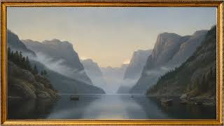 4K Serene Norwegian Fjords | August Wilhelm Leu Soft Pastel Art screenshot 3