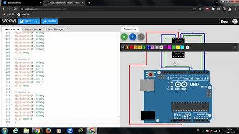 SIMULASI ARDUINO UNO SEVEN SEGMENT DISPLAY MENAMPILKAN 10 DIGIT ANGKA BERURUTAN