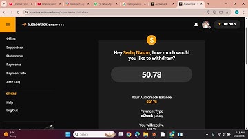 Withdrawing $50 78 Dollars from Audiomack Creators Monetization account for Music Artists