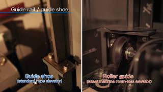 Rope Elevator (with machine room)：Guide rail / guide shoe (English)【TOSHIBA ELEVATOR】