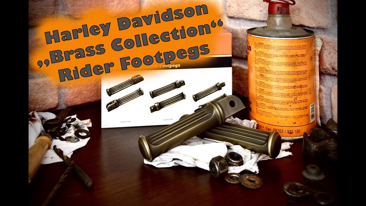 Harley Footpegs HD brass collection installation / presentation YouTube