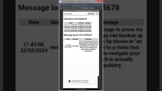 Using Phone Logs app to backup SMS and phone call history for a chosen number, also restores calls. screenshot 4