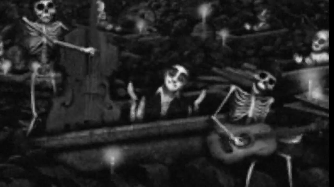 A really creepy cool skeleton rock star music
