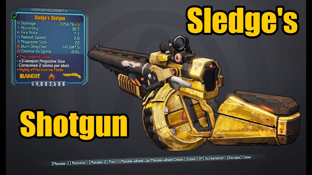 Borderlands 2 Sledge's Shotgun on Shotgun Zer0 YouTube