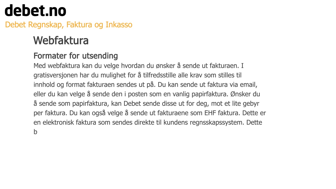 Webfaktura - Debet Faktura - Gratis fakturaprogram