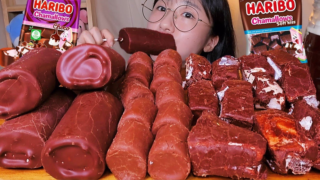 하리보 초코 마시멜로우🍫 샤말로우 하리보젤리 소프트키스 초코 마시멜로우 디저트 먹방 Dessert Mukbang
