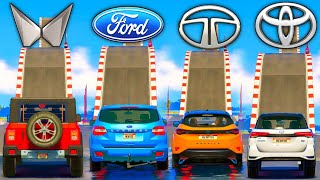 GTA 5: Indian Cars Vs IMPOSSIBLE DEEP 55 feet Water Level Ramp Challenge | GTA 5 MODS! screenshot 5