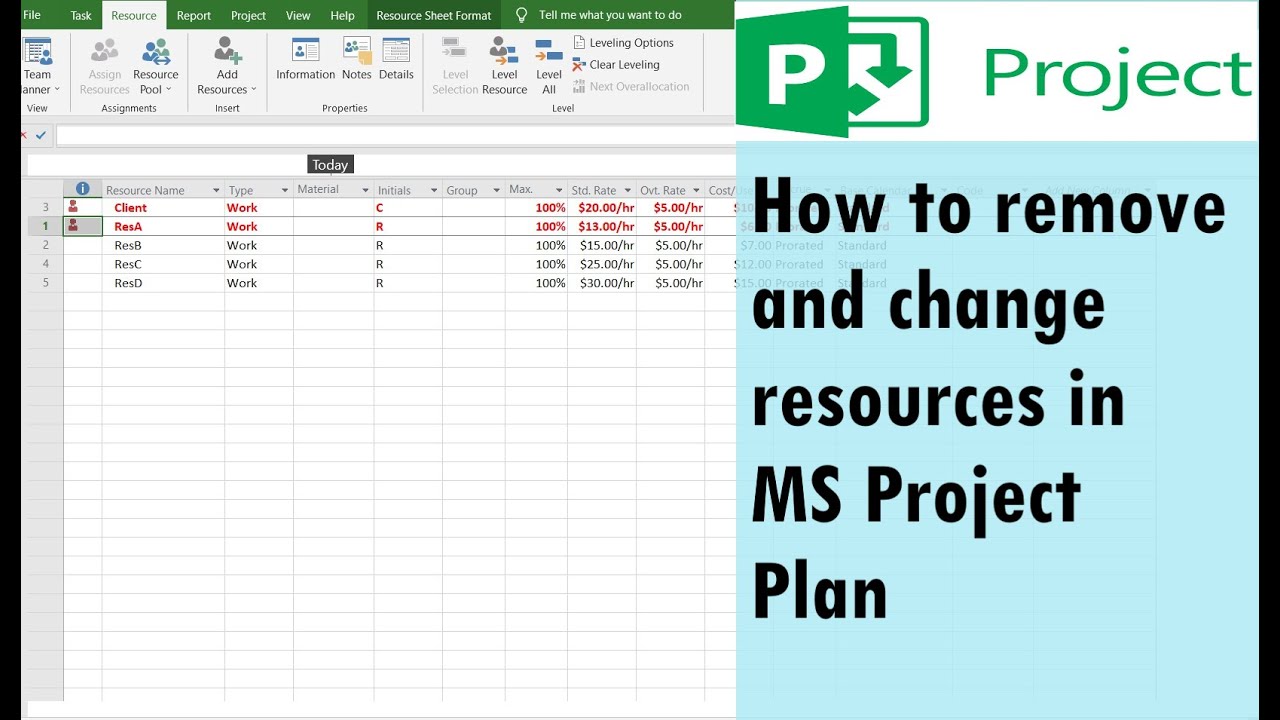 MS Project How To Remove And Change Resources In A Project Plan YouTube MS Project How To Remove And Change Resources In A Project Plan YouTube