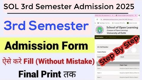 How To Fill DU SOL Third Semester Admission Form 2025 | SOL 3rd Semester Admission Form Fill Up 2025