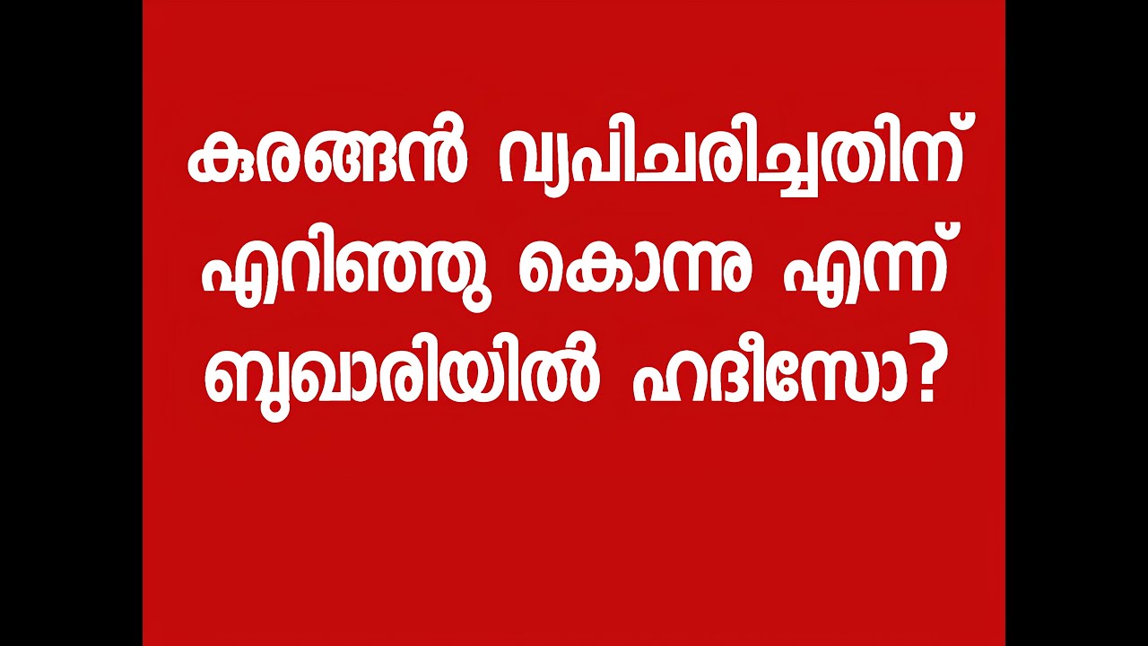 കുരങ്ങൻ വ്യപിചരിച്ചതിന് എറിഞ്ഞു കൊന്നു എന്ന്  ബുഖാരിയിൽ  ഹദീസോ? -ഫൈസൽ മൗലവി