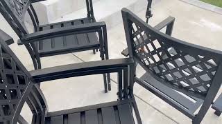 PHI VILLA Wrought Iron Patio Dining Chairs, Stackable Black Outdoor Patio Chairs Set of 6, Metal Pat