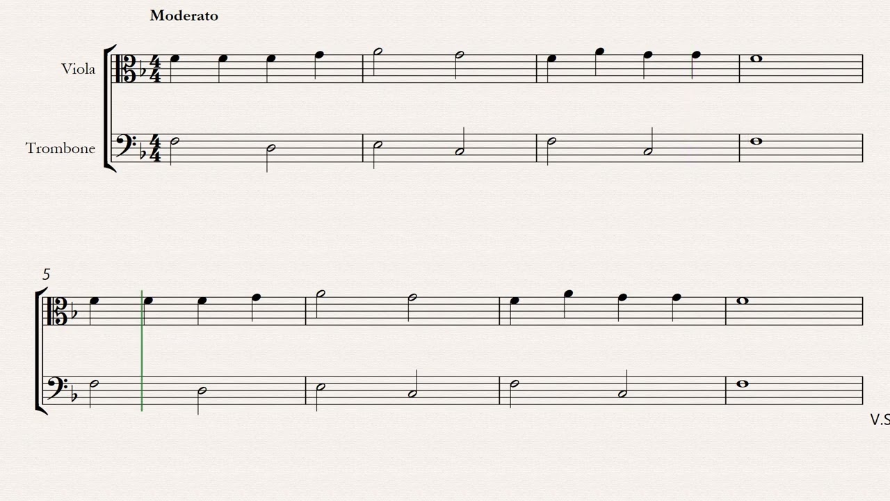 Au Clair de la Lune – Easy Viola and Trombone Duet Sheet Music