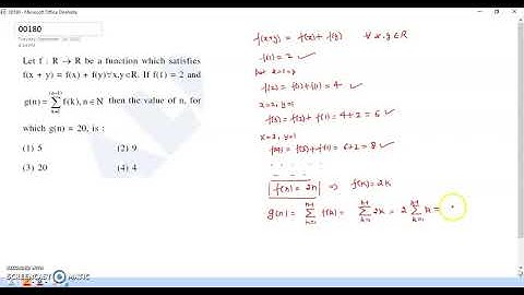 JEE MAIN 02 SEPTEMBER 2020 SIFT II MATHEMATICS VIDEO SOLUTION FUNCTION