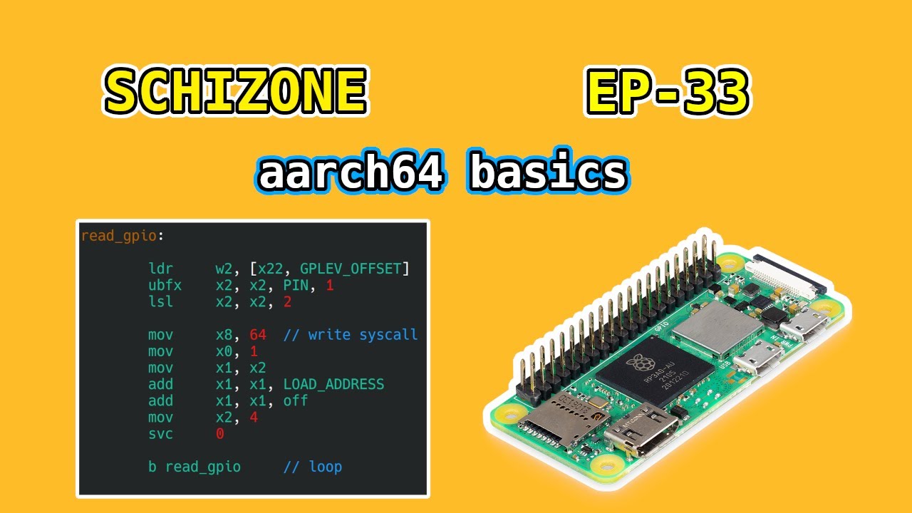 Thumbnail for aarch64 assembly basics | SCHIZONE EP-33