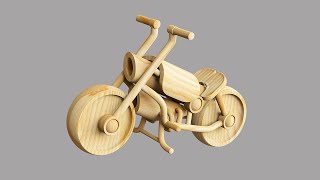 3D model of wooden toy motorbike