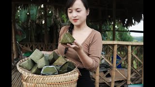 Harvesting banana leaves to make Cakes in 2 minutes sold all the cakes at the market