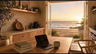 Seaside Morning Workspace | Gentle Waves For Deep Focus, Study, Work & Productivity | No Music | 4K