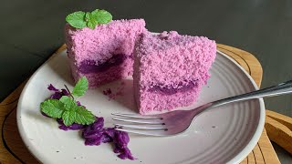 Steam Purple potato Rice Cake 蒸紫薯米糕详细做法 | 松糕做法 只需要3样食材 松软香甜巨好吃  不用烤箱  满屋漂米香