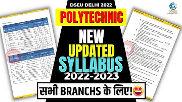 DSEU DELHI POLYTECHNIC 2022: NEW UPDATED SYLLABUS FOR ALL BRANCHES😍 | CHECK DESCRIPTION|CETDELHI2022