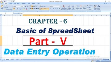Basic of Spreadsheet | Part 5 | Data Entry Operation | Chapter 6 | Computer Basic |10th & 12th NIOS|
