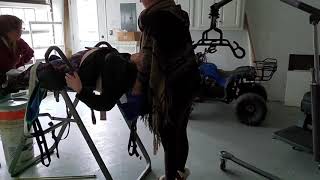 Quadriplegic getting on the inversion table for the first time!