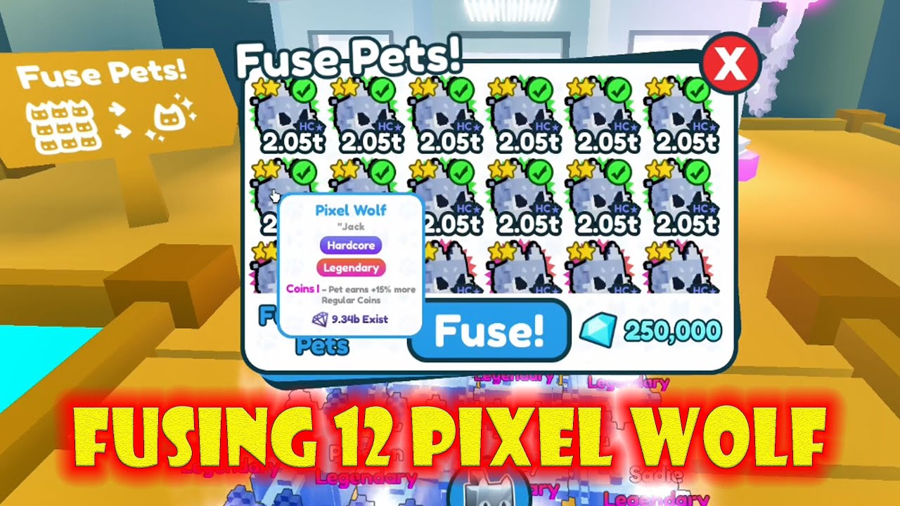 Fusing 12 Hardcore Pixel Wolf. Pet Simulator X. YouTube