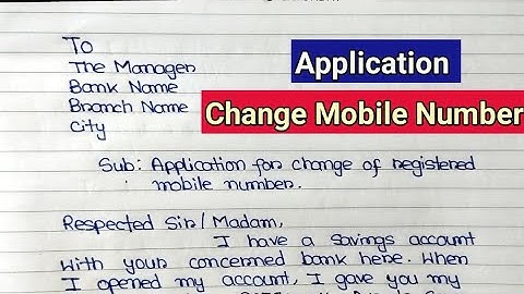 Application to Bank Manager to Change Mobile Number | Request to Update Mobile Number in Bank
