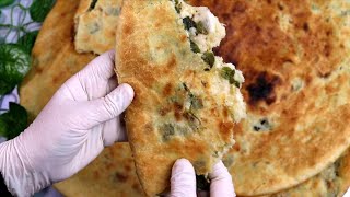 رغيف الزعتر الأخضر الفلاحي ( الفلسطيني ) ( مطبق الزعتر ) بكل تفاصيله و الطعم ولا اروع