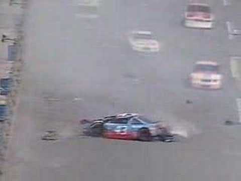 Richard Petty tumbling down the frontstretch on the Daytona 500 of 1988