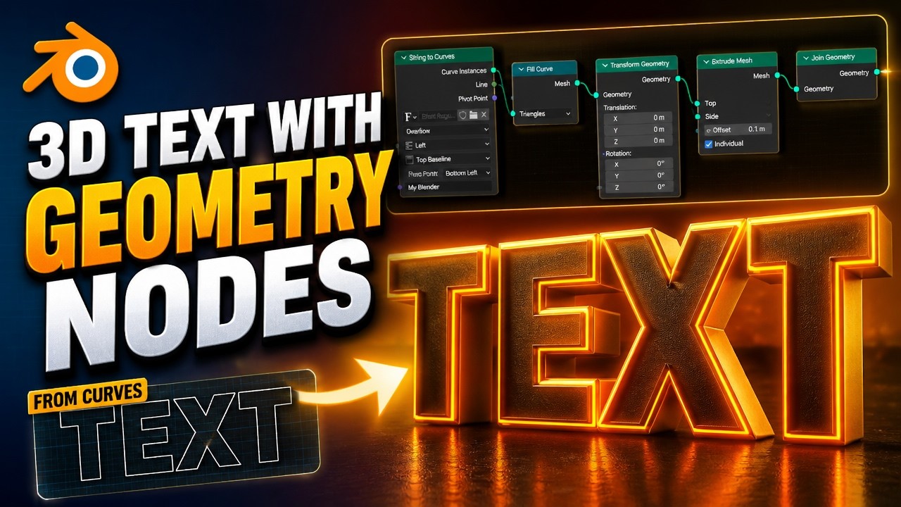 3D Text in Blender | Geometry Nodes Tutorial for Beginners - YouTube