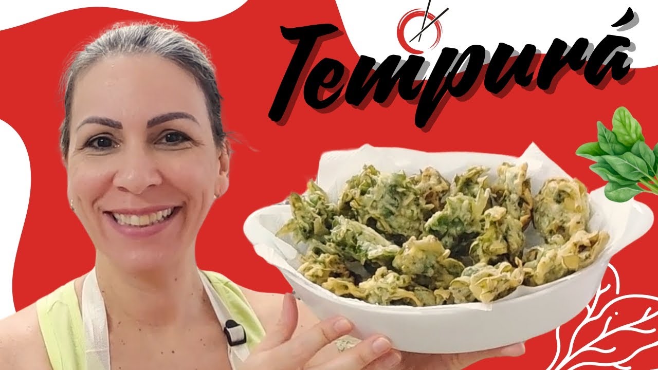 TEMPURÁ de espinafre! Super crocante e fácil de fazer! O segredo da massa do tempurá!