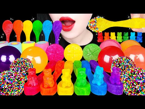 🌈RAINBOW BEAR CANDY, SPOON KOHAKUTO, GIANT JELLY DESSERTS *MOST POPULAR FOOD FOR ASMR EATING MUKBANG