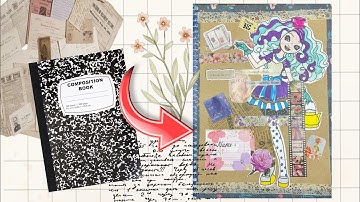 Transform a composition notebook into an art journal using EVER AFTER HIGH DOLLS coloring page.