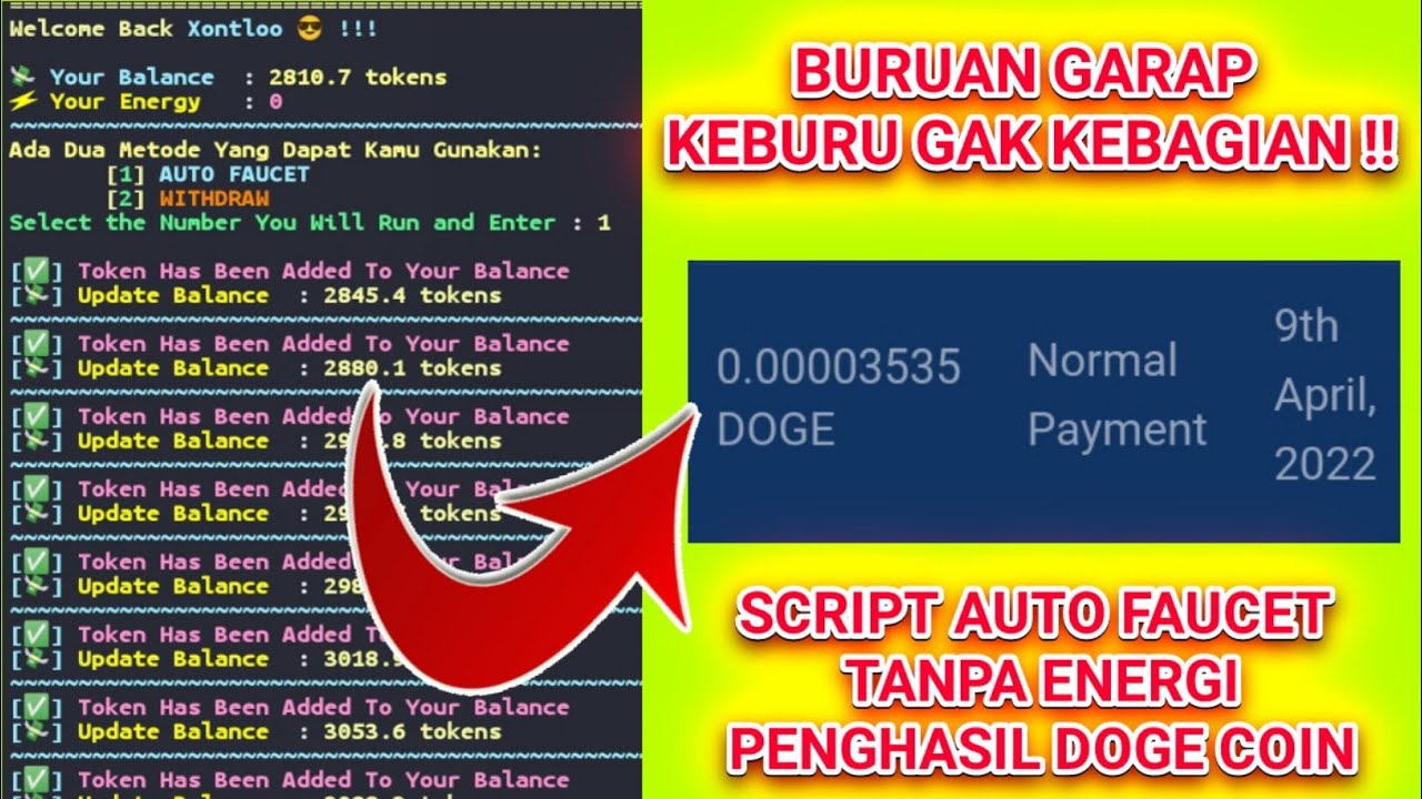 SCRIPT TERMUX AUTO FAUCET TANPA ENERGI PENGHASIL DOGE COIN | GASSKAN DI ...