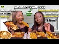 JAMAICAN VEGAN MUKBANG 🇯🇲 FT LIKKLEDUTCHPOT | JERK PEPPER STEAK, BROWN STEW JACKFRUIT MAC &amp; CHEESE