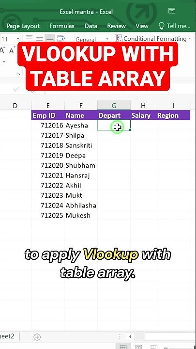 How To Apply VLOOKUP With Table Array#vlookup #msexcel #exceltips # ...