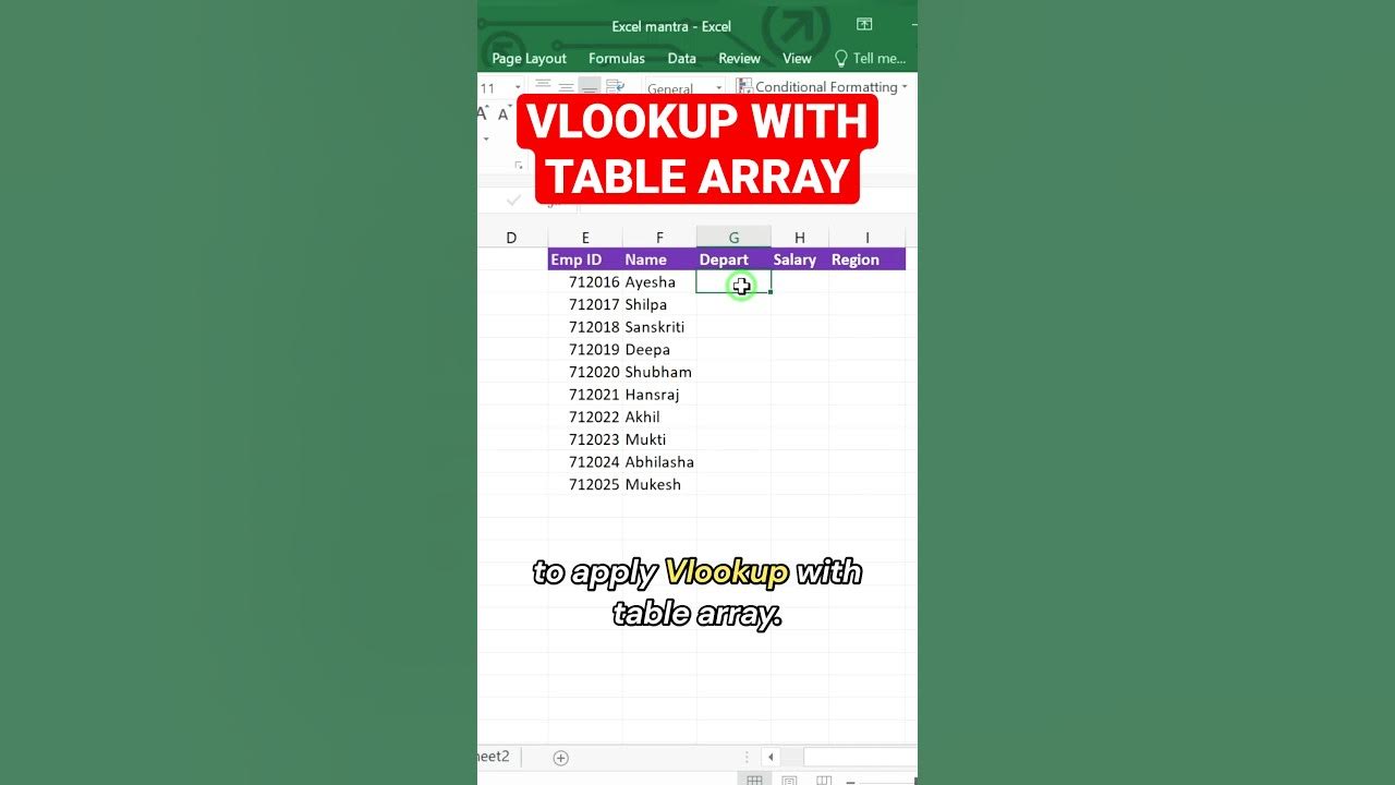 How To Apply VLOOKUP With Table Arrayvlookup msexcel exceltips exceltutorial YouTube