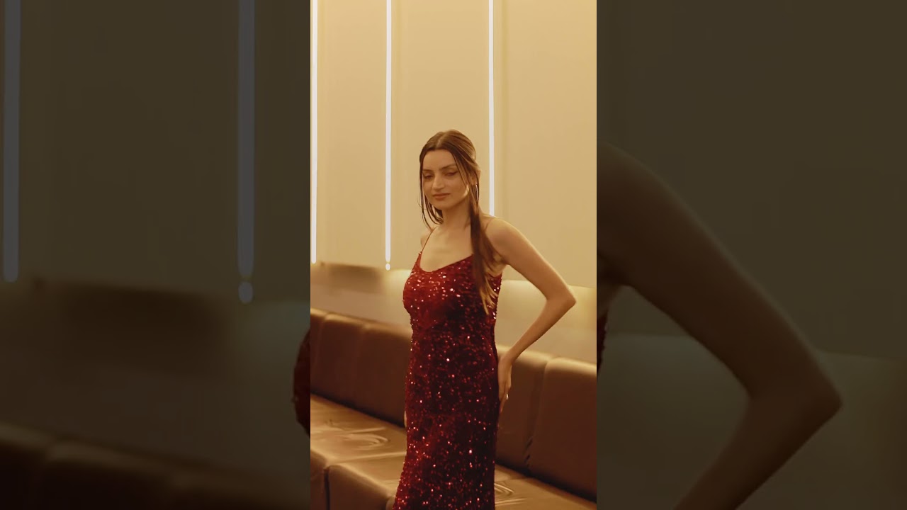 Elegant Red Velvet Sequin Dress, Red Velvet Dress 