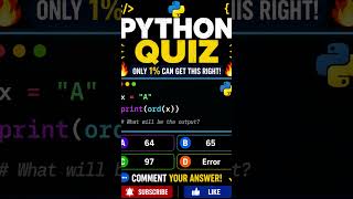 🔥 Only Smart Coders Can Solve This Python ord() Quiz! 🐍🤯 #Shorts