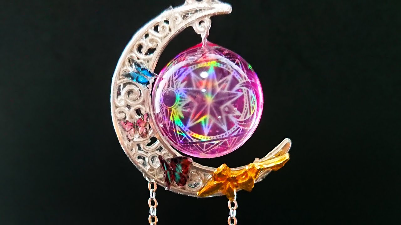 レジンで作る、妖精と蝶と月のチャーム♪Fairy, butterfly and moon