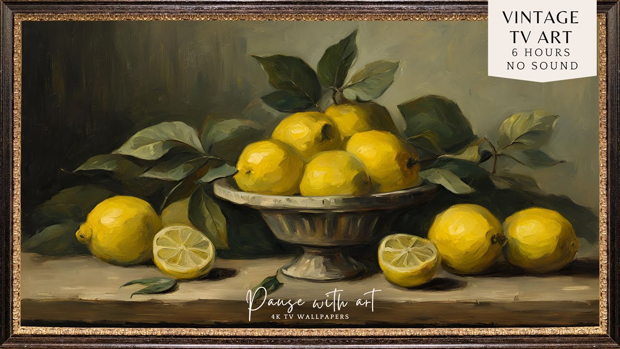 Vintage Moody Lemons Art | Centerpiece Art for Your TV | Spring Decor | TV Background