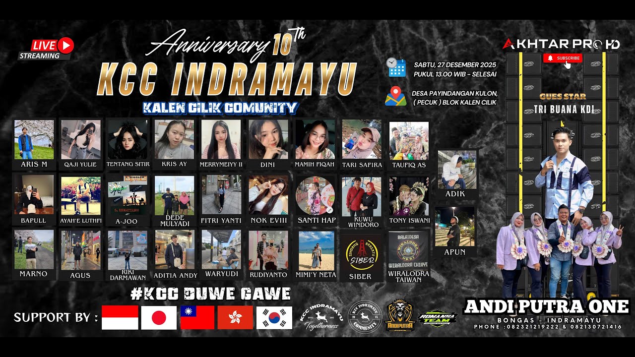 LIVE ANDI PUTRA ONE / ANNIVERSARY 10 TAHUN KCC INDRAMAYU  / PAYINDANGAN KULON | 27 DESEMBER 2025