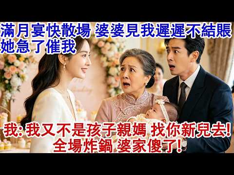 滿月宴快散場時，婆婆見我遲遲不結賬，她急了催我！我笑了：我又不是孩子親媽，找你新兒媳去！全場炸鍋！婆家全傻眼！#婆媳 #家庭 #婚姻 #情感故事 #為人處世