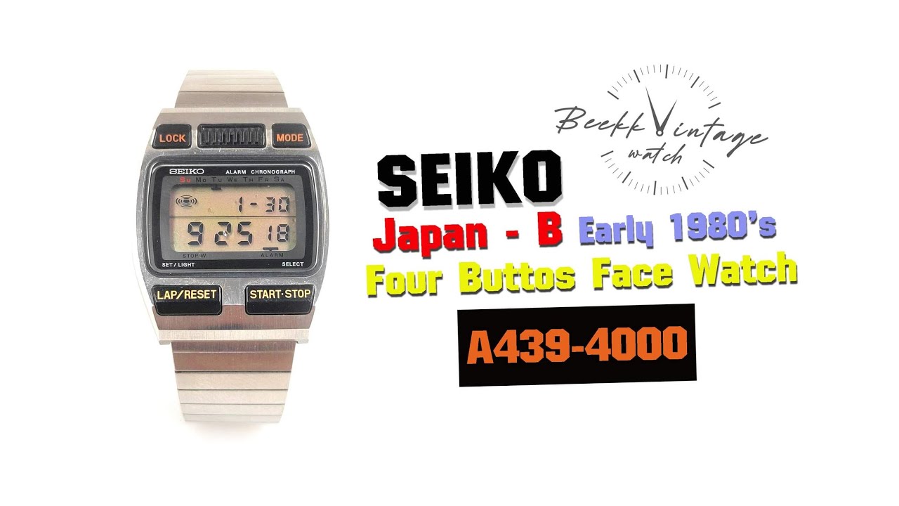Vintage SEIKO Four Buttons Face LCD Digital Watch A439-4000 Early