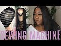 WATCH ME MAKE A CLOSURE WIG ON A SEWING MACHINE || HAIR IN BEAUTY STRAIGHT HAIR