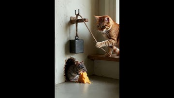 Shocking! The cat sets a trap and waits in silence #cat #mouse #tensionmoment #trap